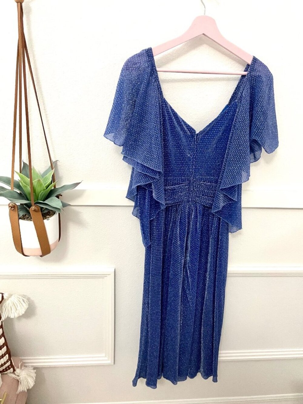 John Charles London Vintage Blue Sparkle Metallic Dress Size US 10 Whimsy Romant - Picture 4 of 4